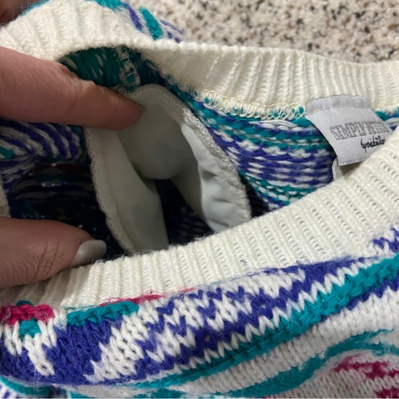 Vintage Christmas sweater aztec geometric pattern with shoulder pads, rare! - Picture 7 of 15